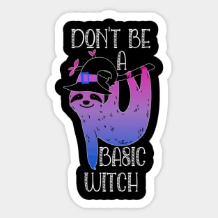 Bisexual Sloth Basic Witch Pun Halloween Bi Pride Colors Sticker